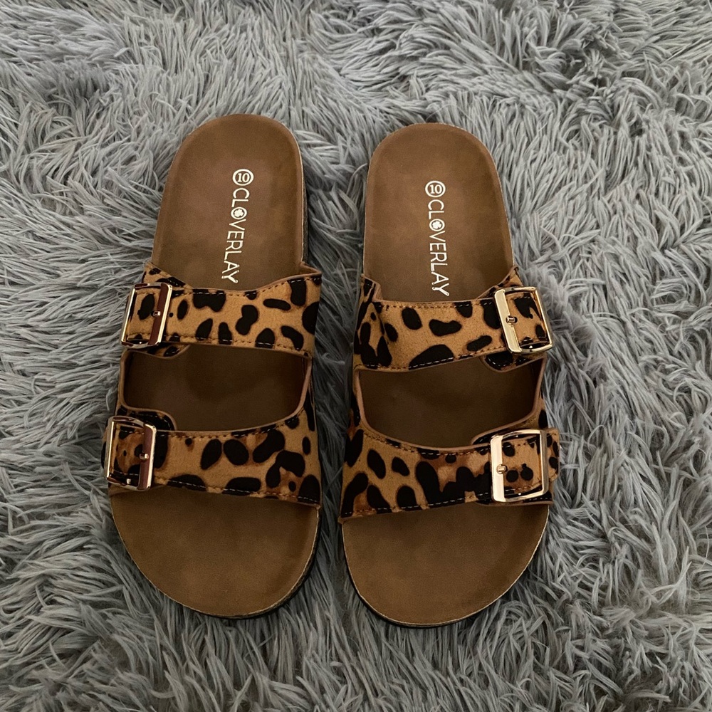 Leopard print slip on shoes